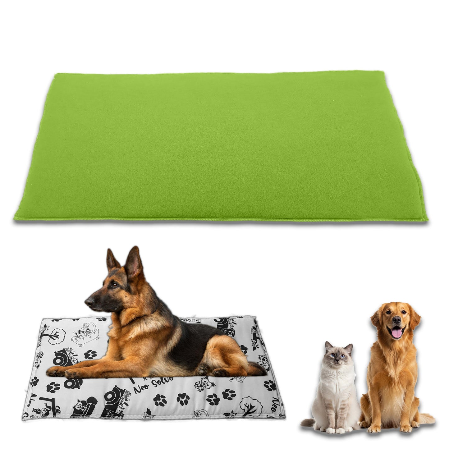 Reversible Dog and Cat Cushion - Soft and Absorbent Fleece Side and Smooth and Cool Polyester Side - Available in 2 Colors and 3 Sizes