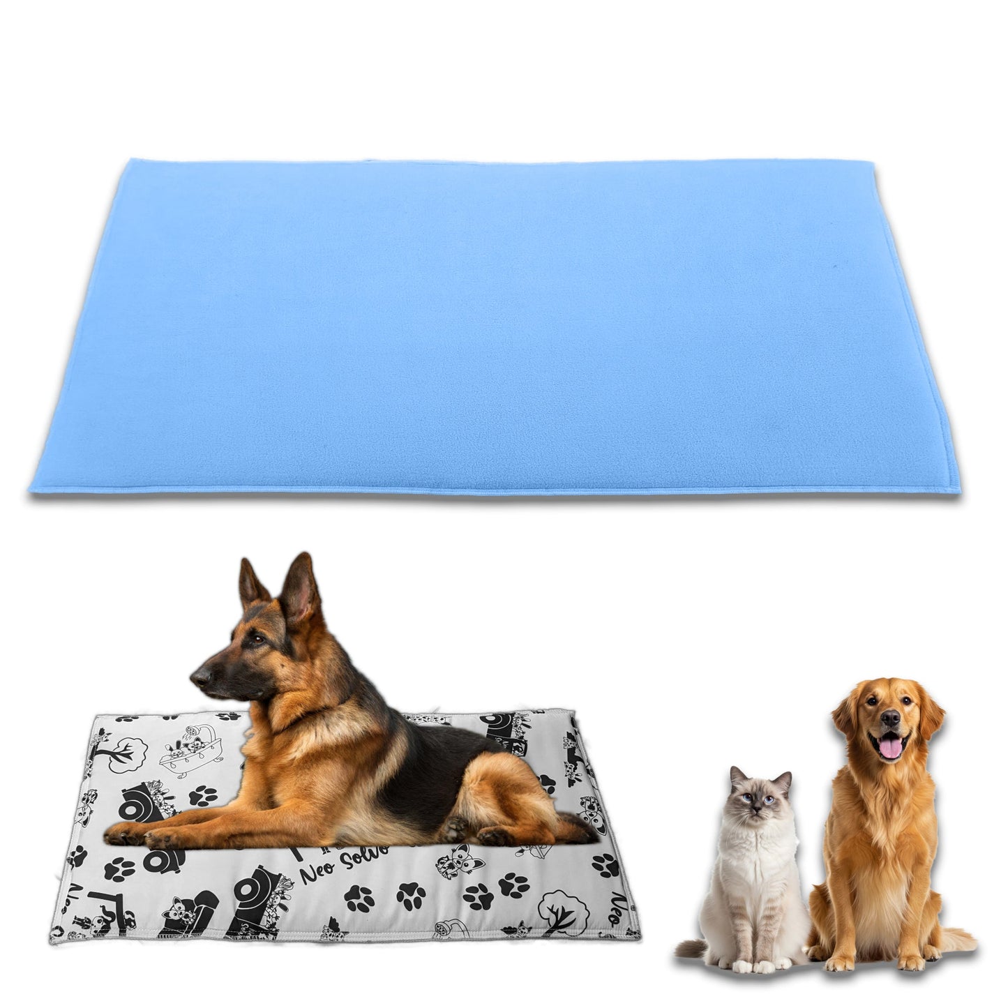 Reversible Dog and Cat Cushion - Soft and Absorbent Fleece Side and Smooth and Cool Polyester Side - Available in 2 Colors and 3 Sizes