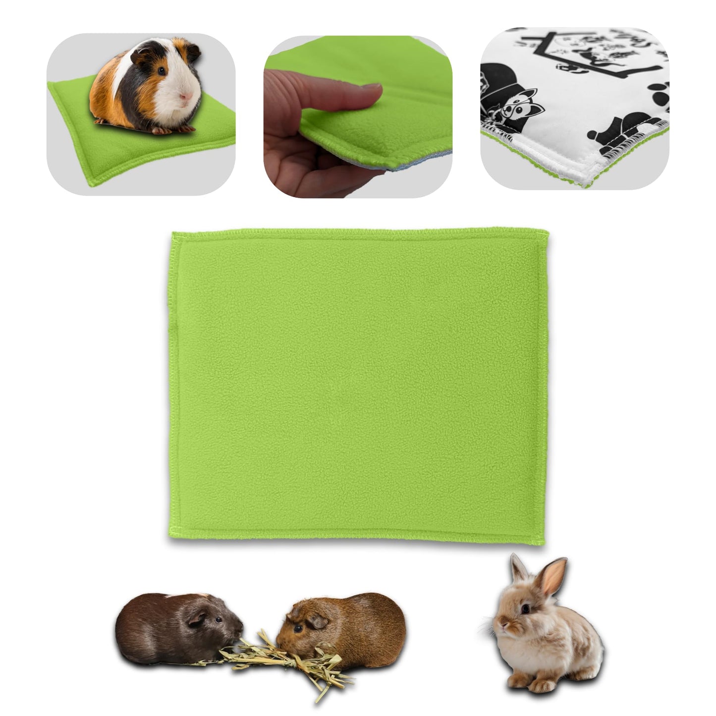 Tapis de jeu en Polaire pour Cochon d'Inde et Lapin - Tout en Un, c'est une Couverture, un Tunnel Géant, une Maison, un Coussin et un Lit - Confortable - Disponible en 3 couleurs et 6 tailles