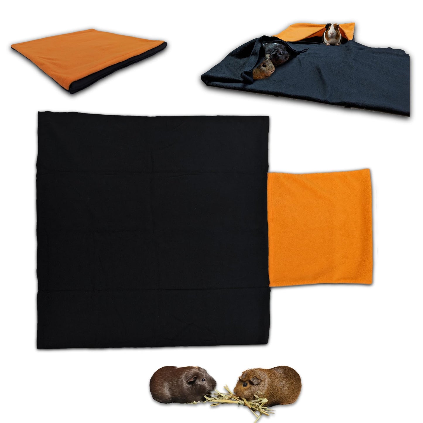 Pack Promo : Coussin Polaire avec 2 Tunnels Roulés + Coussin Polaire avec cachette et Couverture intégrée pour Cochon d'Inde et Lapin