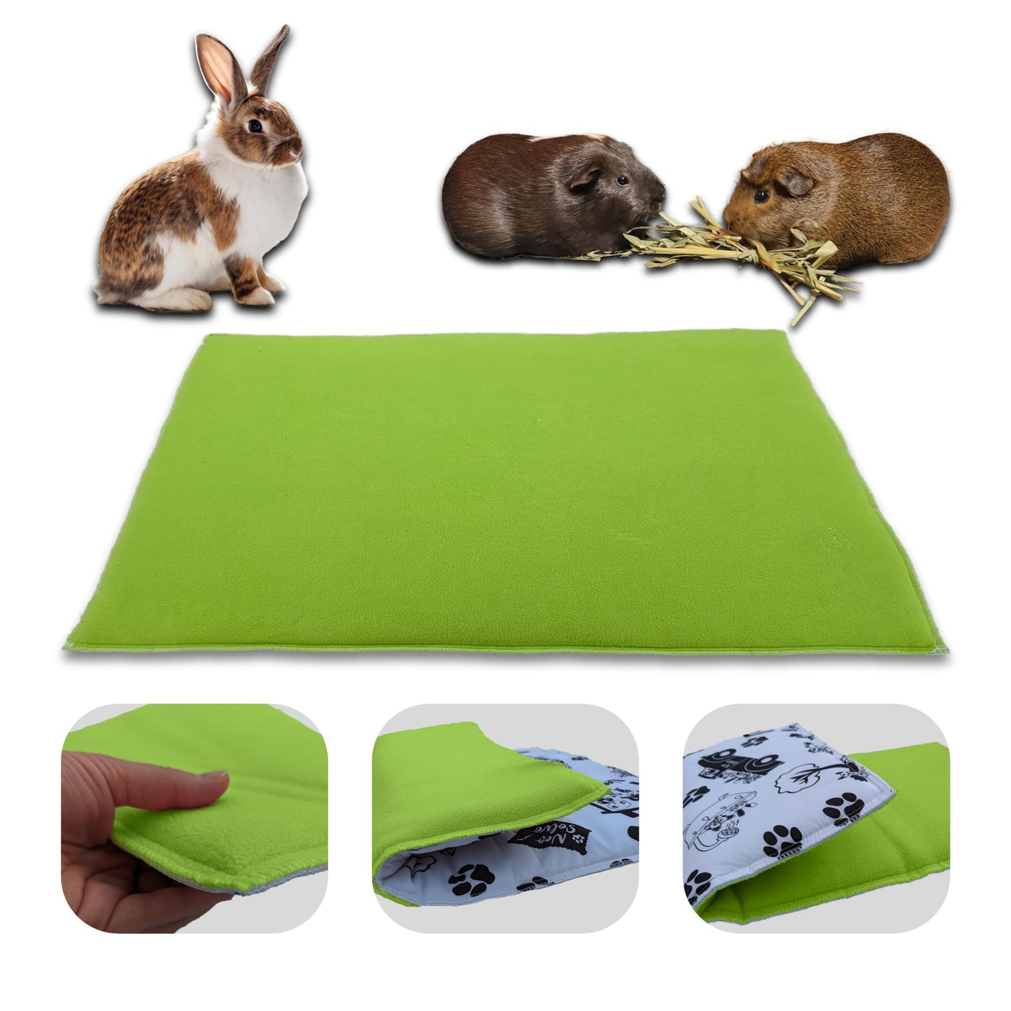 Tapis de jeu en Polaire pour Cochon d'Inde et Lapin - Tout en Un, c'est une Couverture, un Tunnel Géant, une Maison, un Coussin et un Lit - Confortable - Disponible en 3 couleurs et 6 tailles