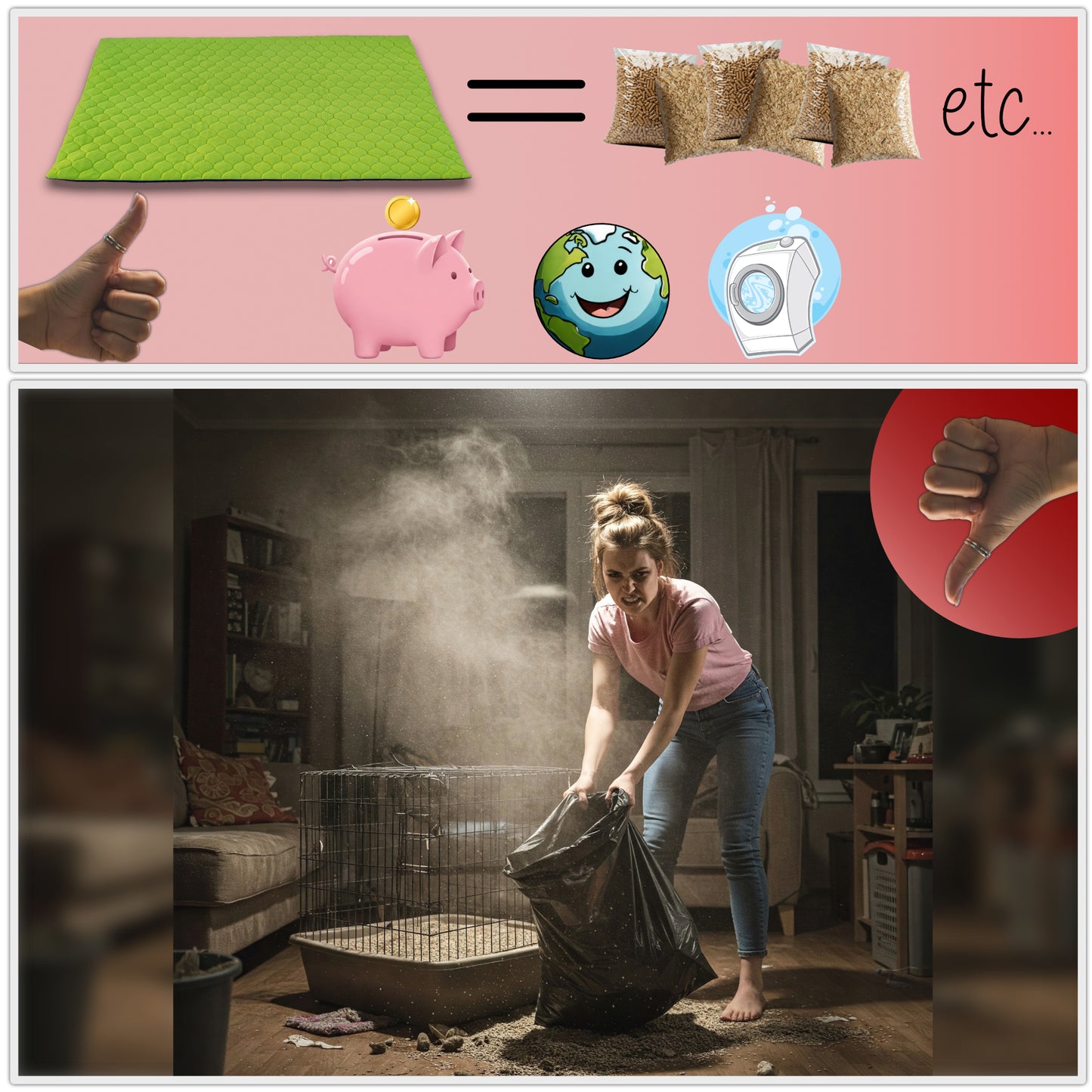 Fleece Guinea Pig and Rabbit Litter Mat - Absorbent and Waterproof - Easy to Clean - for C&C Cage and Enclosure - Available in Multiple Colors and Sizes