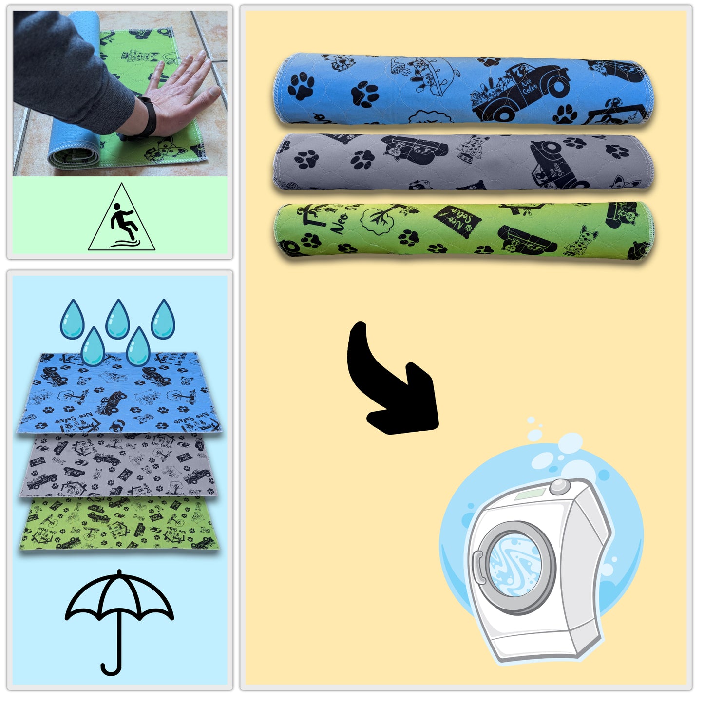 Non-Slip and Absorbent Mat - Potty Training - Cage Bottom - Under Bowls - Available in Multiple Colors and Sizes