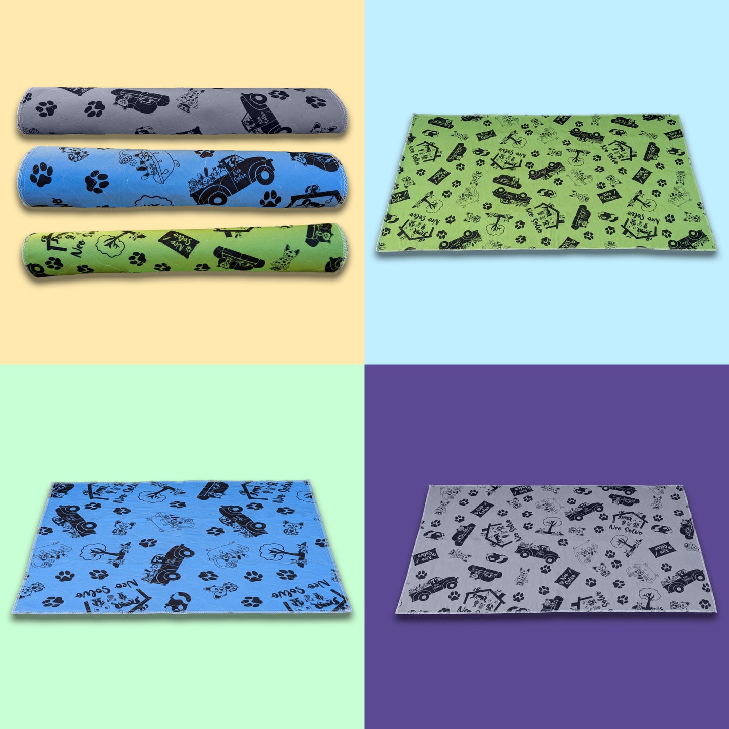 Non-Slip and Absorbent Mat - Potty Training - Cage Bottom - Under Bowls - Available in Multiple Colors and Sizes