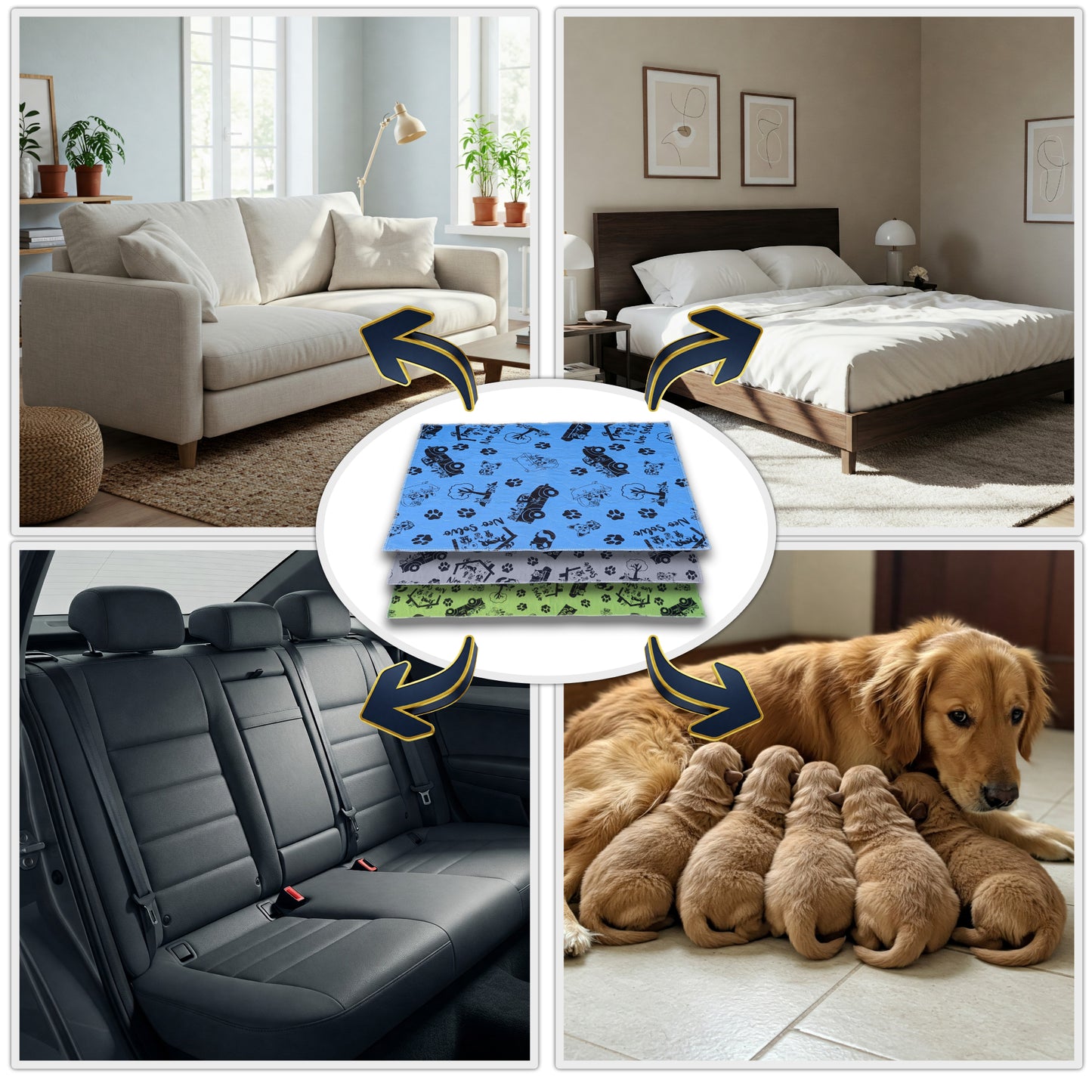Non-Slip and Absorbent Mat - Potty Training - Cage Bottom - Under Bowls - Available in Multiple Colors and Sizes