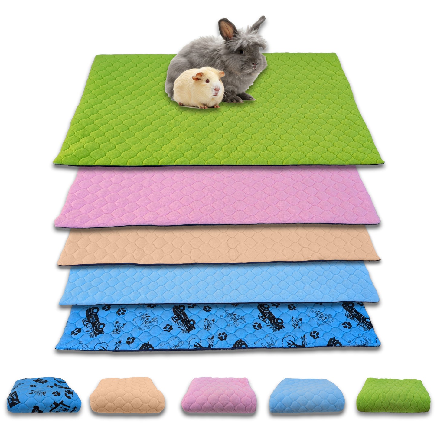 Fleece Guinea Pig and Rabbit Litter Mat - Absorbent and Waterproof - Easy to Clean - for C&C Cage and Enclosure - Available in Multiple Colors and Sizes