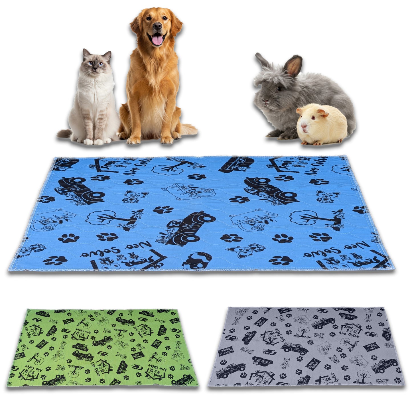 Non-Slip and Absorbent Mat - Potty Training - Cage Bottom - Under Bowls - Available in Multiple Colors and Sizes