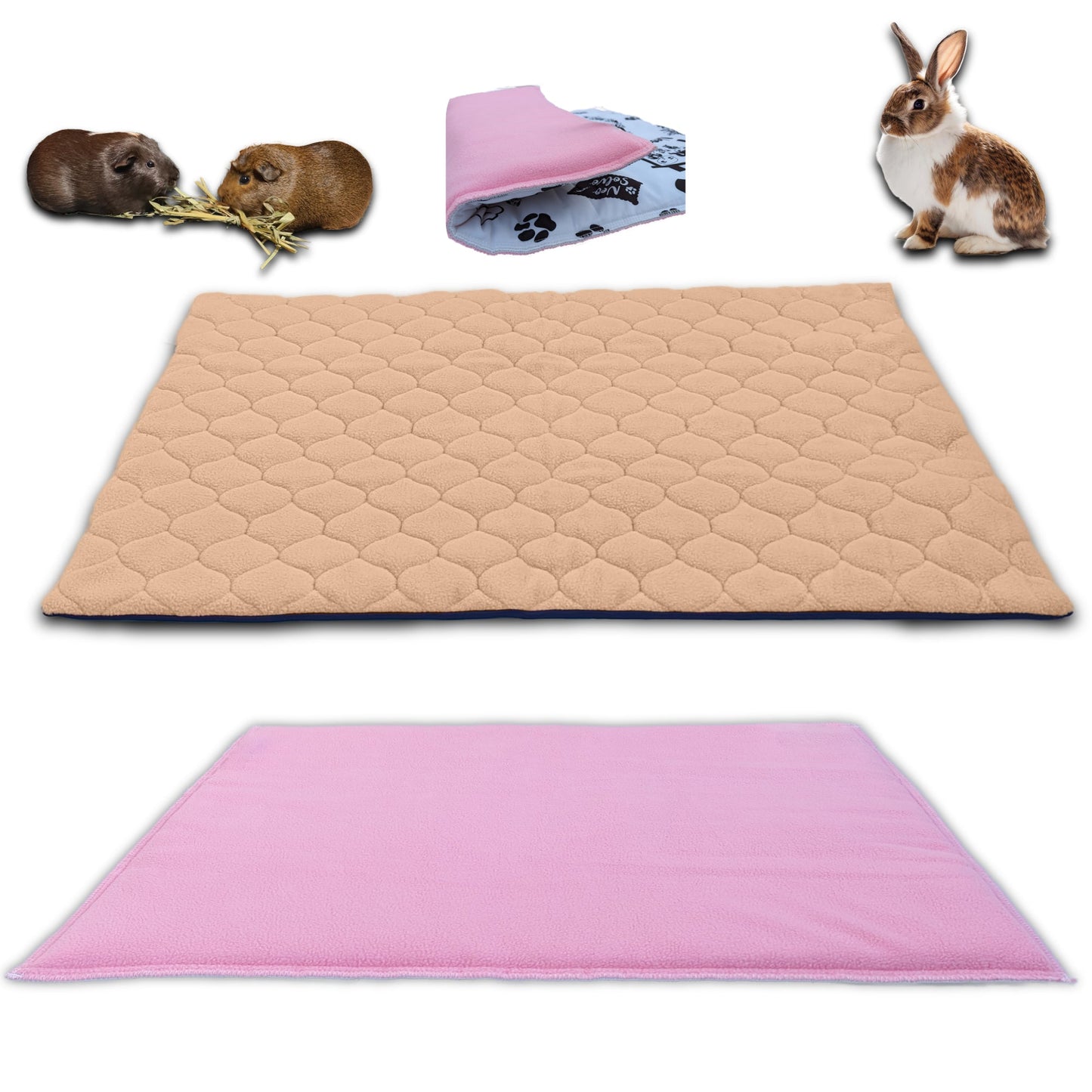 Pack multi-produits - Tapis Litière Polaire + Couverture Polaire Surlitière - Disponible en multiples couleurs et tailles