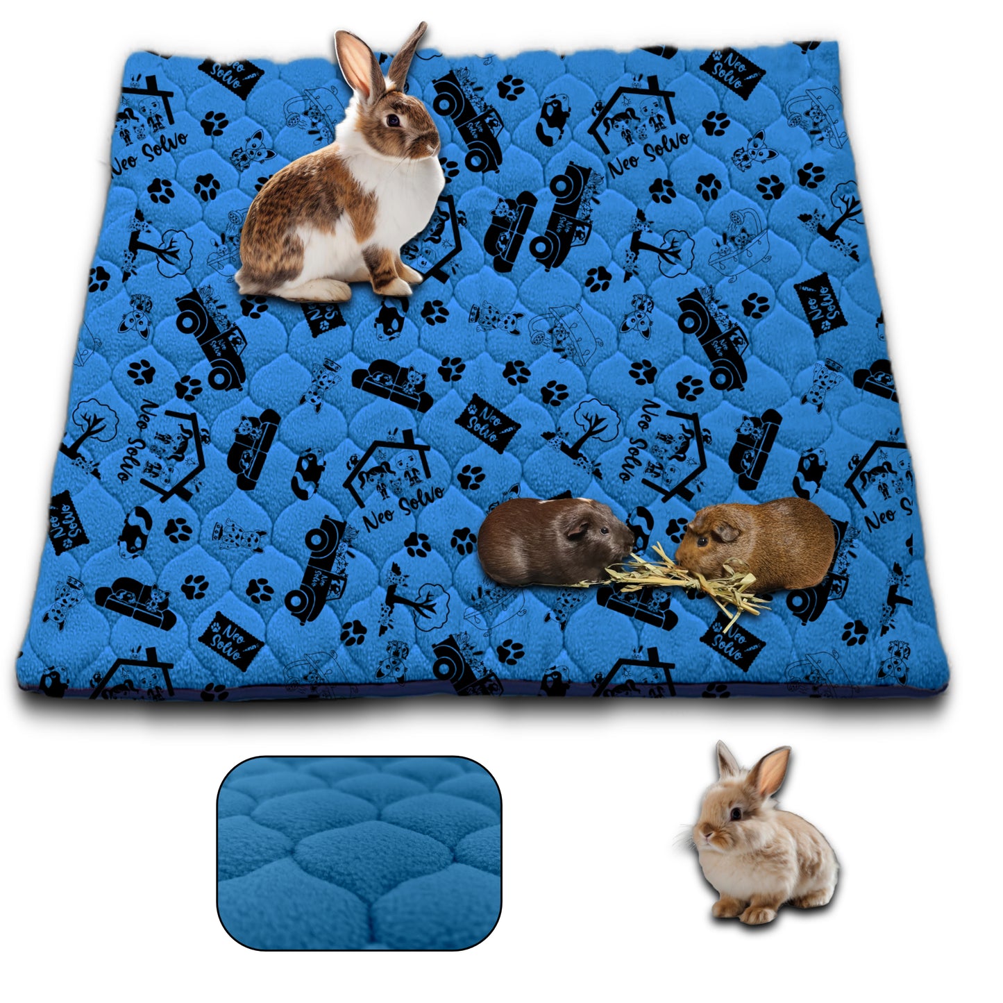 Fleece Guinea Pig and Rabbit Litter Mat - Absorbent and Waterproof - Easy to Clean - for C&amp;C Cage and Enclosure - Available in Multiple Colors and Sizes