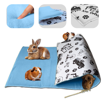 Tapis de jeu en Polaire pour Cochon d'Inde et Lapin - Tout en Un, c'est une Couverture, un Tunnel Géant, une Maison, un Coussin et un Lit - Confortable - Disponible en 3 couleurs et 6 tailles