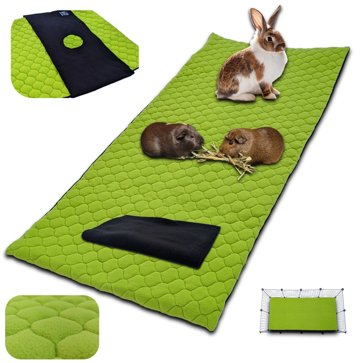 Tapis Litière Polaire pour Cochon d'Inde et Lapin - Absorbant et Imperméable - Facile à Nettoyer - Pour Cage et Enclos C&C - Disponible en multiples couleurs et tailles