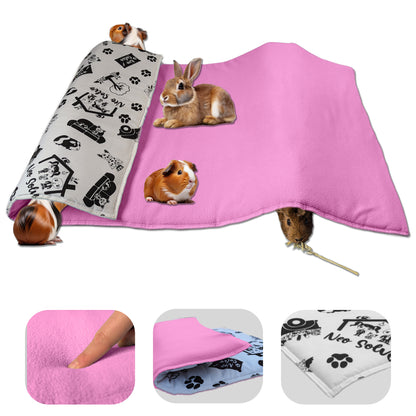 Tapis de jeu en Polaire pour Cochon d'Inde et Lapin - Tout en Un, c'est une Couverture, un Tunnel Géant, une Maison, un Coussin et un Lit - Confortable - Disponible en 3 couleurs et 6 tailles