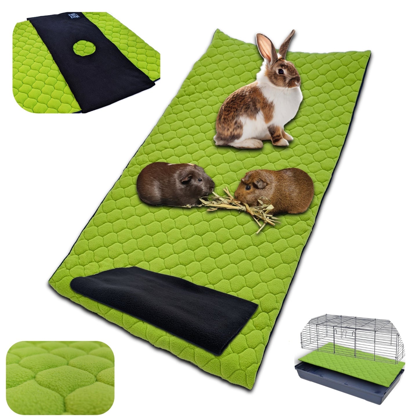 Tapis Litière Polaire pour Cochon d'Inde et Lapin - Absorbant et Imperméable - Facile à Nettoyer - Pour Cage et Enclos C&C - Disponible en multiples couleurs et tailles