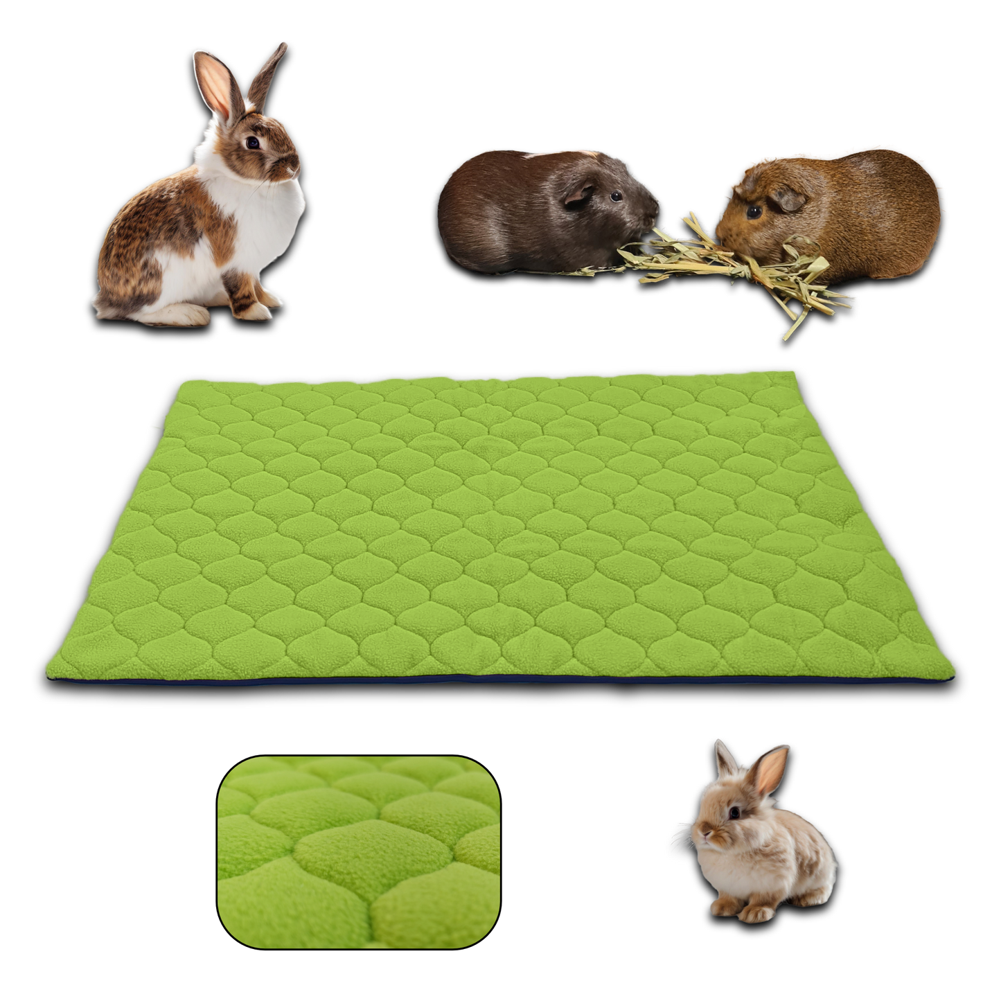 Tapis Litière Polaire pour Cochon d'Inde et Lapin - Absorbant et Imperméable - Facile à Nettoyer - Pour Cage et Enclos C&C - Disponible en 5 couleurs et 5 tailles