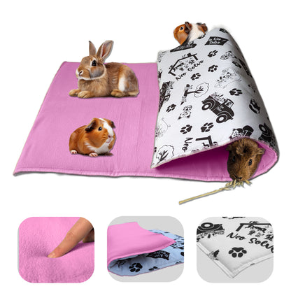 Tapis de jeu en Polaire pour Cochon d'Inde et Lapin - Tout en Un, c'est une Couverture, un Tunnel Géant, une Maison, un Coussin et un Lit - Confortable - Disponible en 3 couleurs et 6 tailles