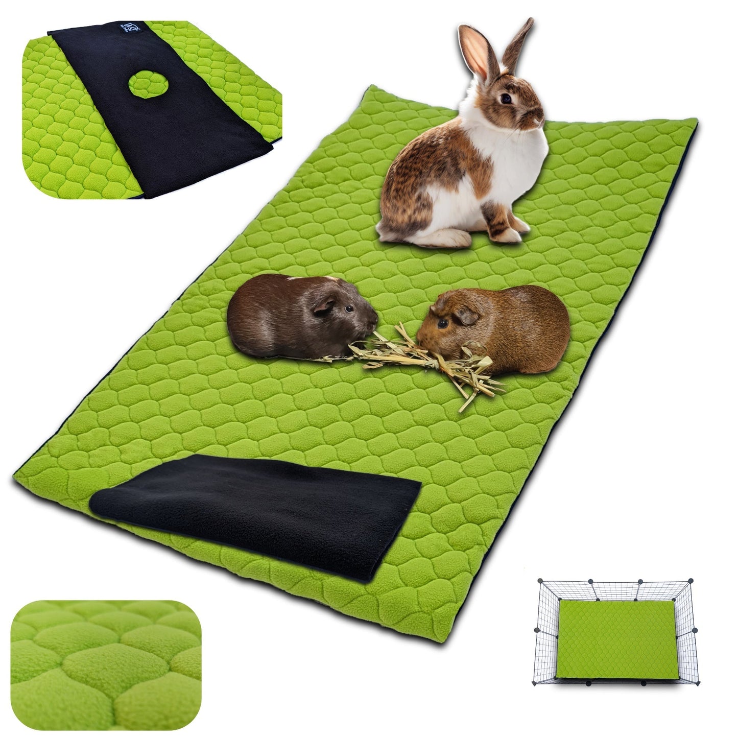 Tapis Litière Polaire pour Cochon d'Inde et Lapin - Absorbant et Imperméable - Facile à Nettoyer - Pour Cage et Enclos C&C - Disponible en 5 couleurs et 5 tailles