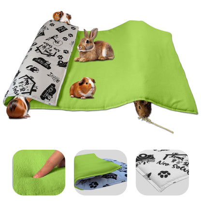 Tapis de jeu en Polaire pour Cochon d'Inde et Lapin - Tout en Un, c'est une Couverture, un Tunnel Géant, une Maison, un Coussin et un Lit - Confortable - Disponible en 3 couleurs et 6 tailles