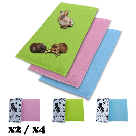 Pack Promo - Tapis de jeu en Polaire pour Cochon d'Inde et Lapin - Tout en Un, c'est une Couverture, un Tunnel Géant, une Maison, un Coussin et un Lit - Confortable - Disponible en multiples couleurs et tailles