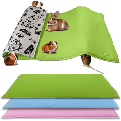 Tapis de jeu en Polaire pour Cochon d'Inde et Lapin - Tout en Un, c'est une Couverture, un Tunnel Géant, une Maison, un Coussin et un Lit - Confortable - Disponible en 3 couleurs et 6 tailles