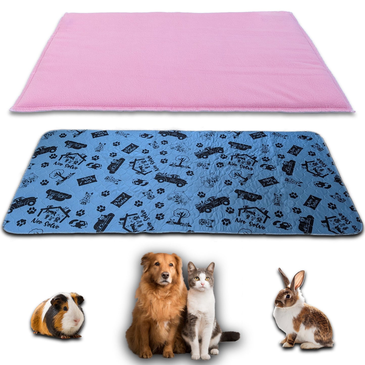 Pack multi-produits - Tapis Absorbant et Antidérapant + Polaire 3 en 1 : Coussin, Couverture et Tunnel - Disponible en multiples couleurs et tailles